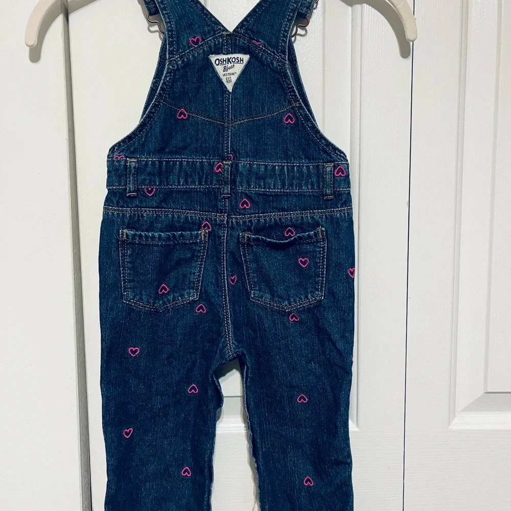 OshKosh B'gosh Denim Overalls with Pink Heart Details